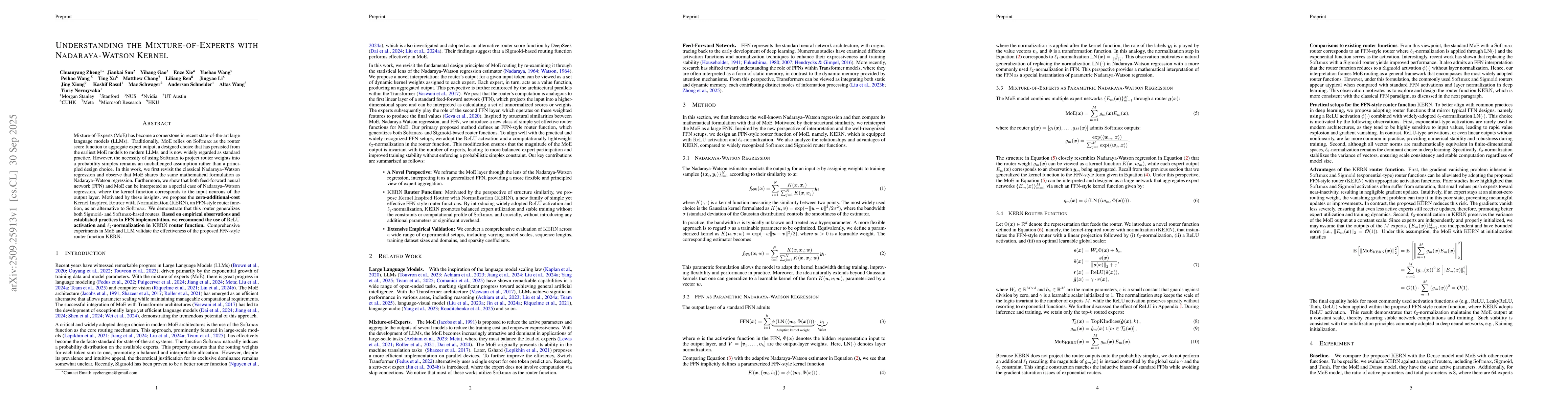 Thumbnail for Understanding the Mixture-of-Experts with Nadaraya-Watson Kernel