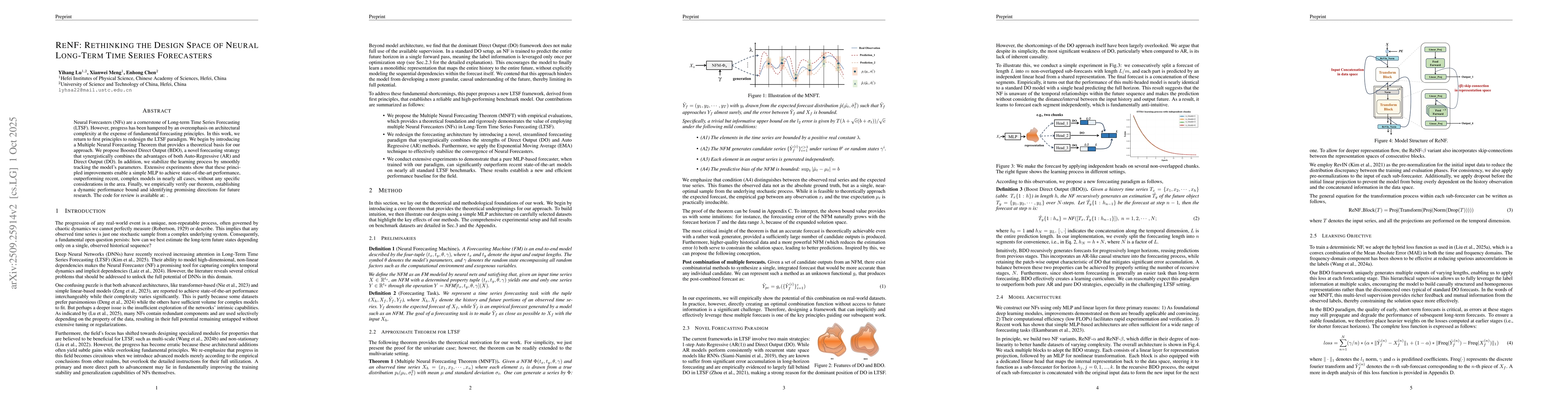 Thumbnail for ReNF: Rethinking the Design Space of Neural Long-Term Time Series
  Forecasters