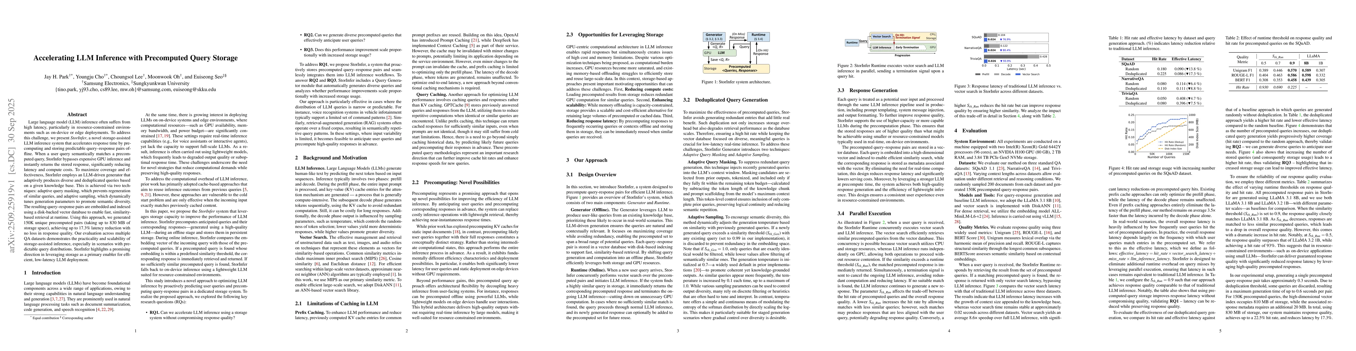 Thumbnail for Accelerating LLM Inference with Precomputed Query Storage