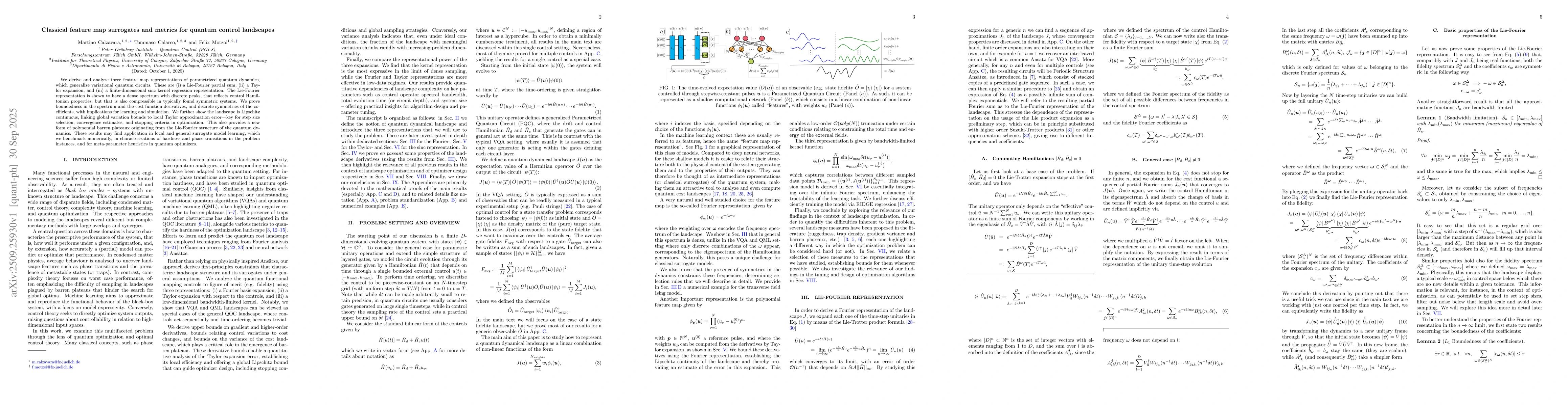 Thumbnail for Classical feature map surrogates and metrics for quantum control
  landscapes