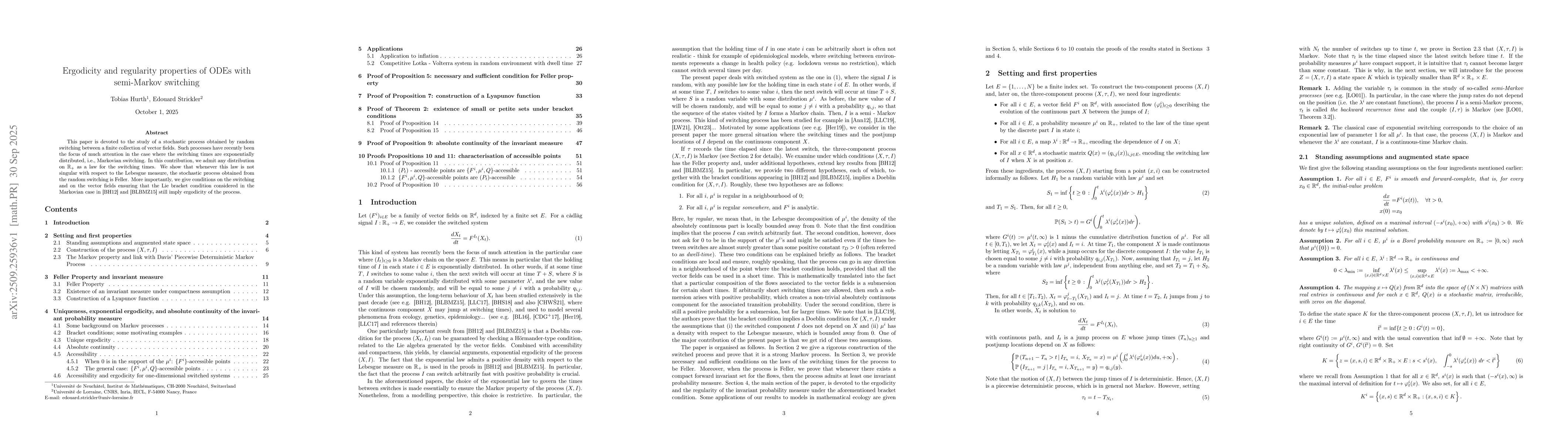 Thumbnail for Ergodicity and regularity properties of ODEs with semi-Markov switching