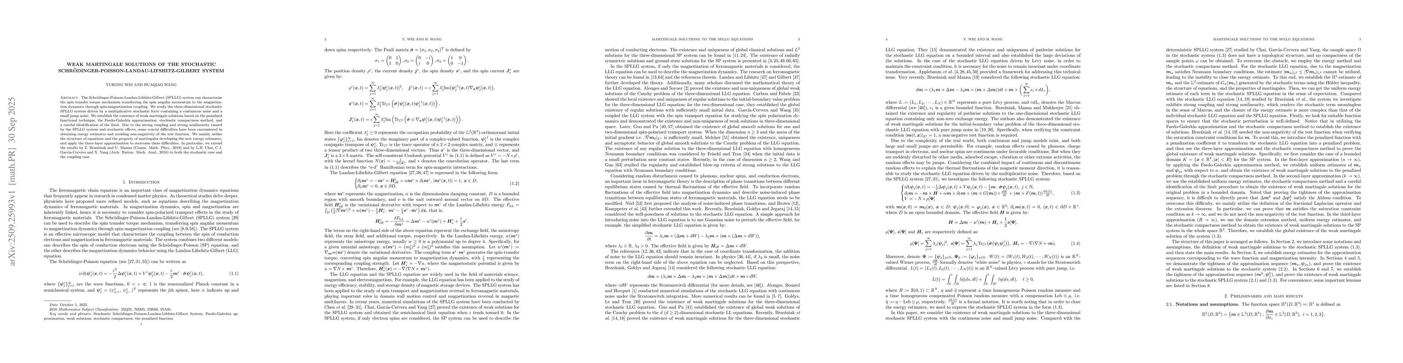 Thumbnail for Weak Martingale Solutions of the Stochastic
  Schrödinger-Poisson-Landau-Lifshitz-Gilbert System