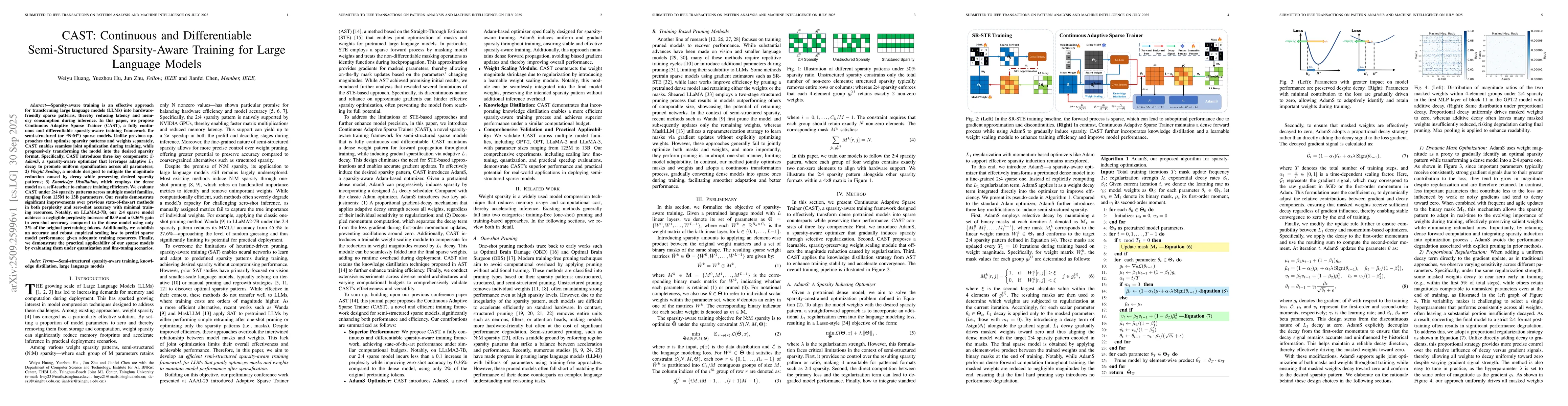 Thumbnail for CAST: Continuous and Differentiable Semi-Structured Sparsity-Aware
  Training for Large Language Models