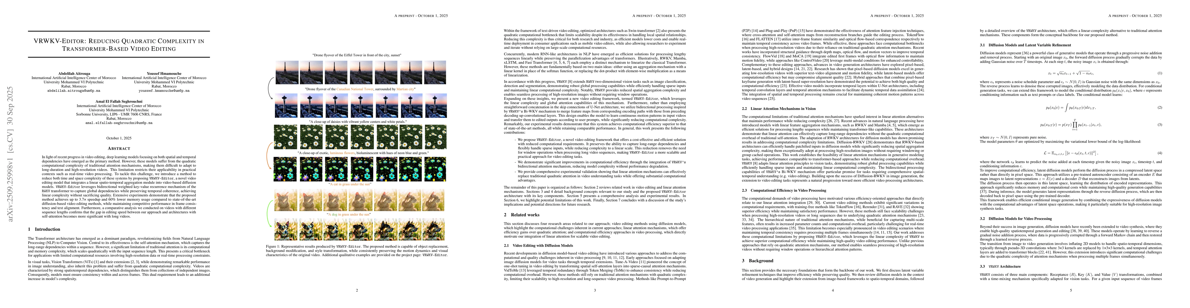 Thumbnail for VRWKV-Editor: Reducing quadratic complexity in transformer-based video
  editing