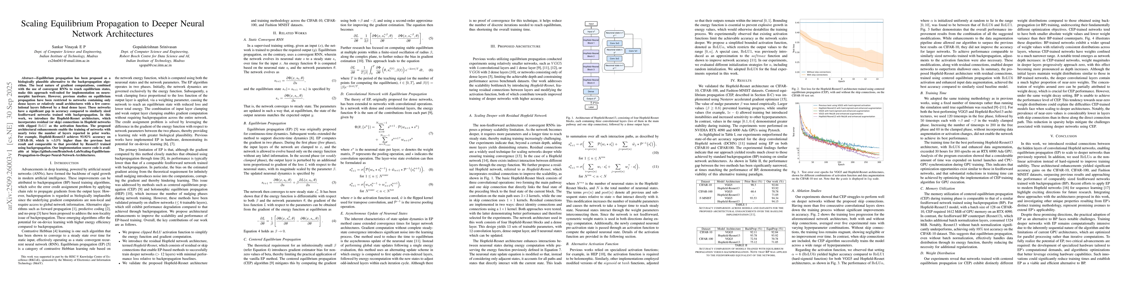 Thumbnail for Scaling Equilibrium Propagation to Deeper Neural Network Architectures