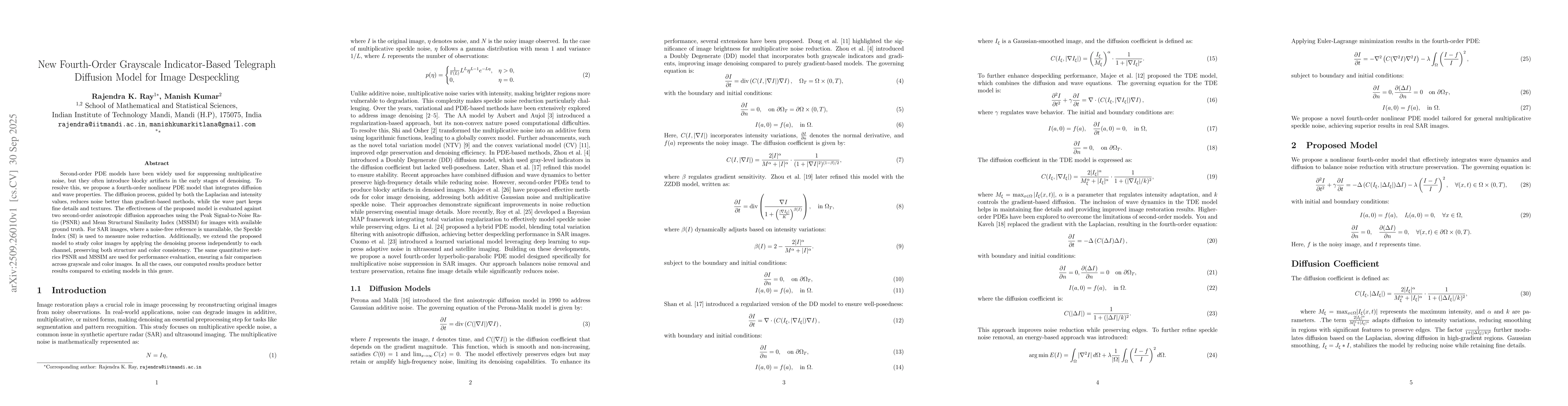 Thumbnail for New Fourth-Order Grayscale Indicator-Based Telegraph Diffusion Model for
  Image Despeckling