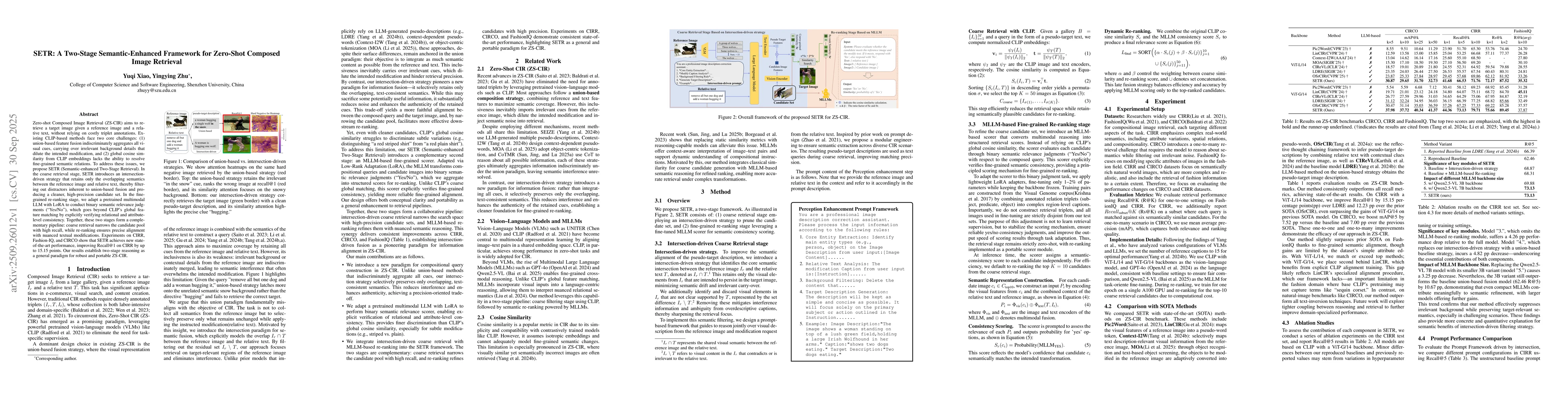 Thumbnail for SETR: A Two-Stage Semantic-Enhanced Framework for Zero-Shot Composed
  Image Retrieval
