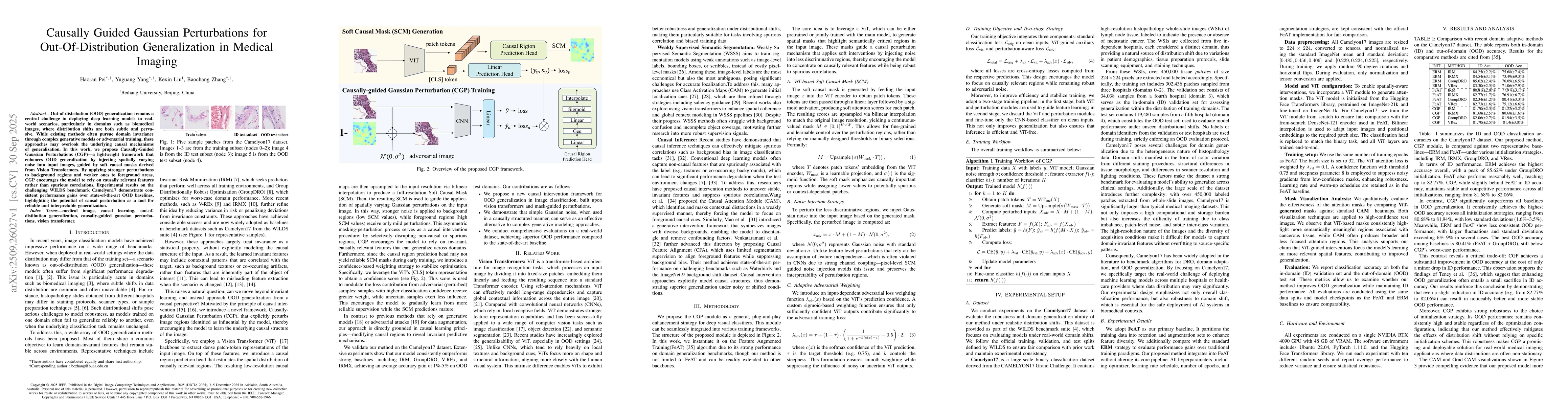 Thumbnail for Causally Guided Gaussian Perturbations for Out-Of-Distribution
  Generalization in Medical Imaging