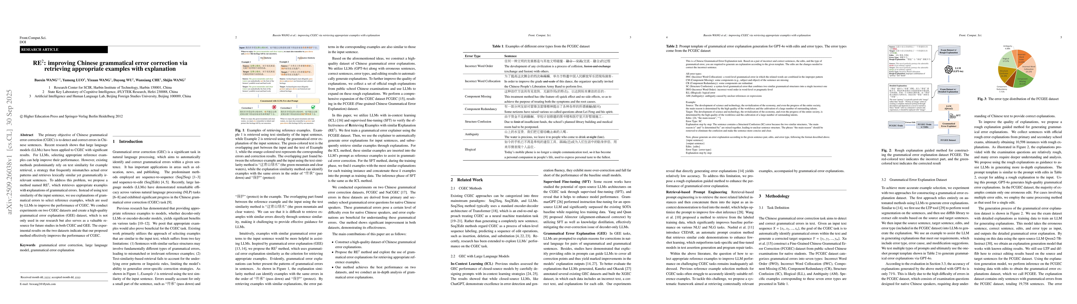 Thumbnail for RE$^2$: Improving Chinese Grammatical Error Correction via Retrieving
  Appropriate Examples with Explanation