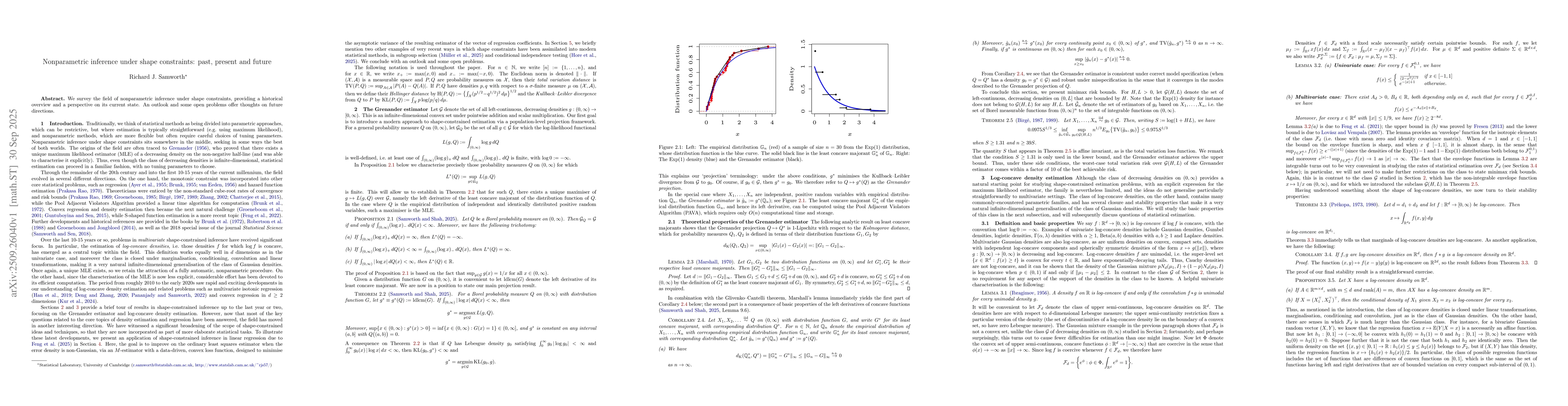 Thumbnail for Nonparametric inference under shape constraints: past, present and
  future