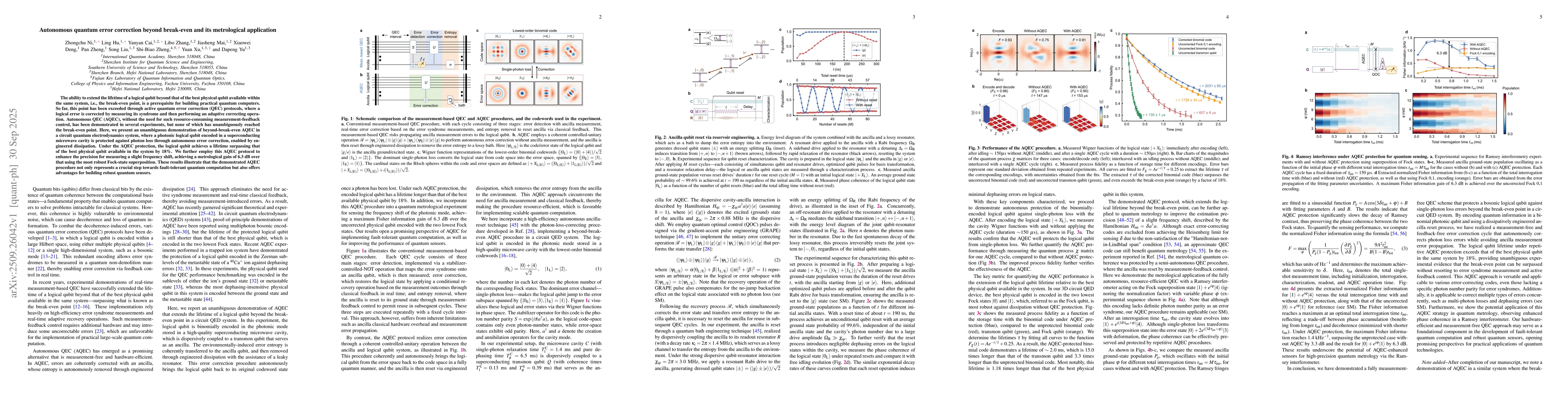 Thumbnail for Autonomous quantum error correction beyond break-even and its
  metrological application