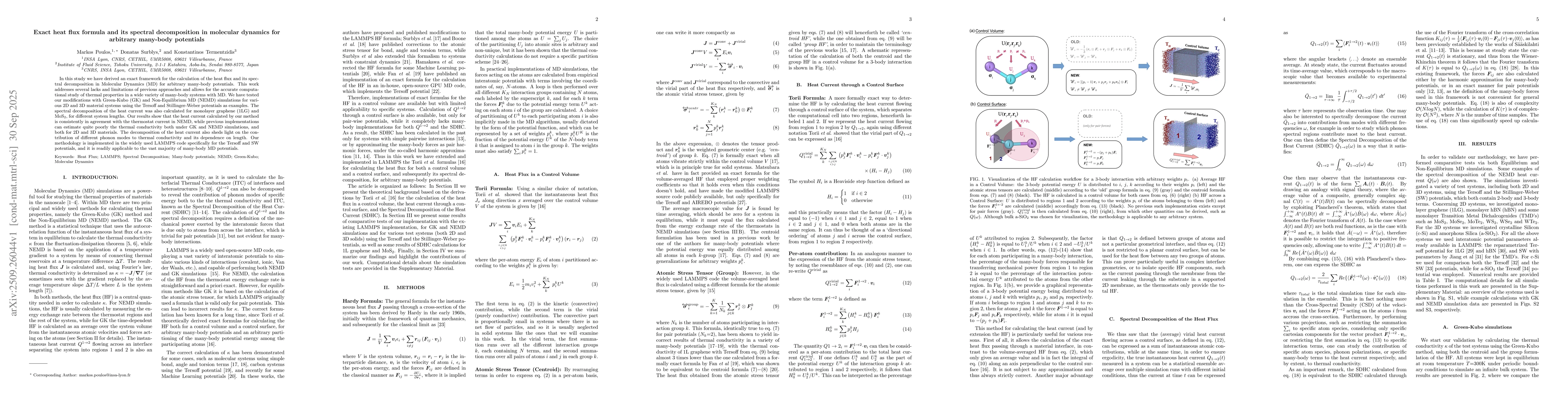 Thumbnail for Exact heat flux formula and its spectral decomposition in molecular
  dynamics for arbitrary many-body potentials