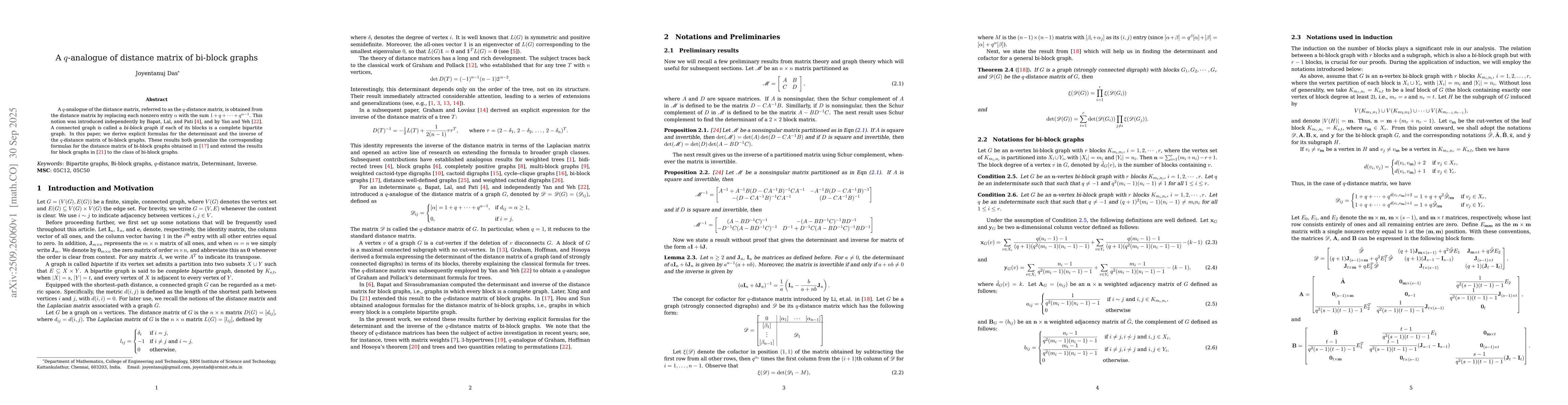 Thumbnail for A $q$-analogue of distance matrix of bi-block graphs