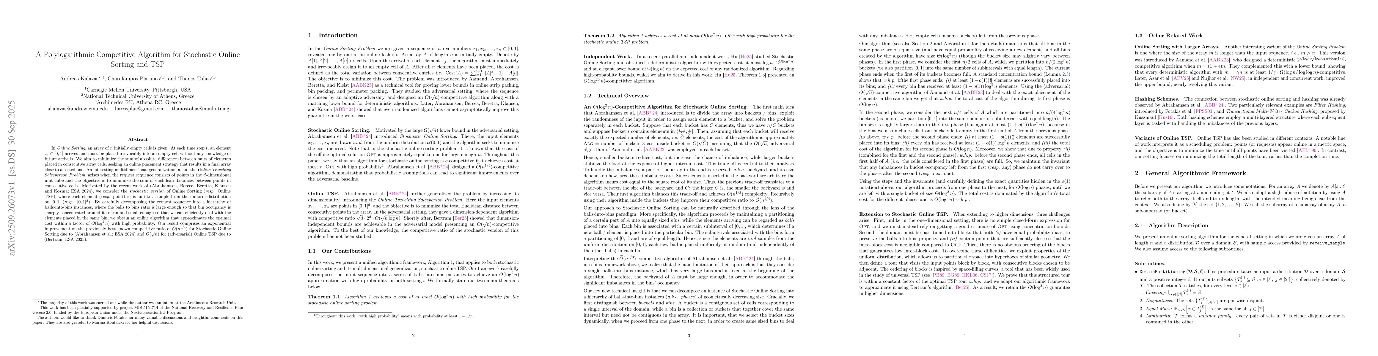 Thumbnail for A Polylogarithmic Competitive Algorithm for Stochastic Online Sorting
  and TSP
