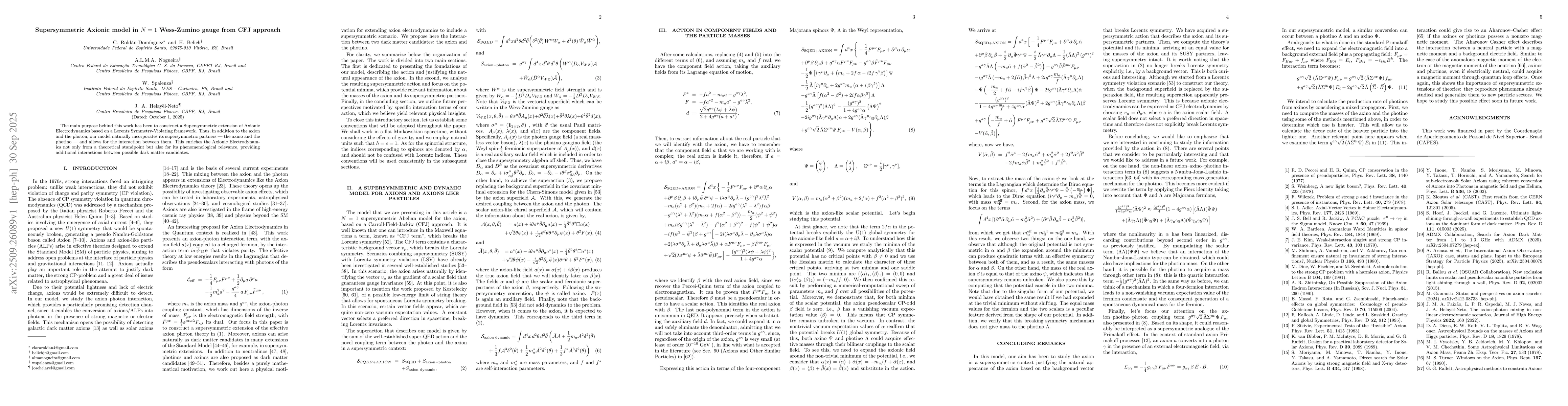 Thumbnail for Supersymmetric Axionic model in N = 1 Wess-Zumino gauge from CFJ
  approach