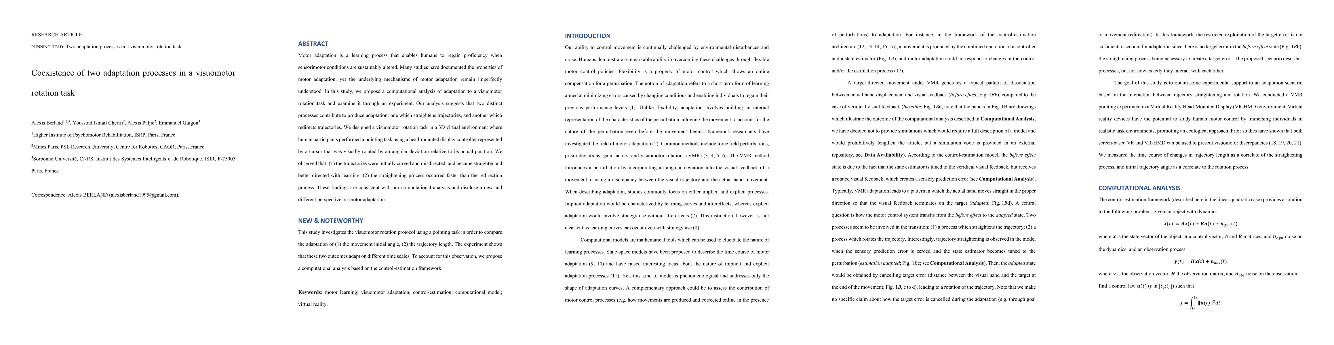 Thumbnail for Coexistence of two adaptation processes in a visuomotor rotation task