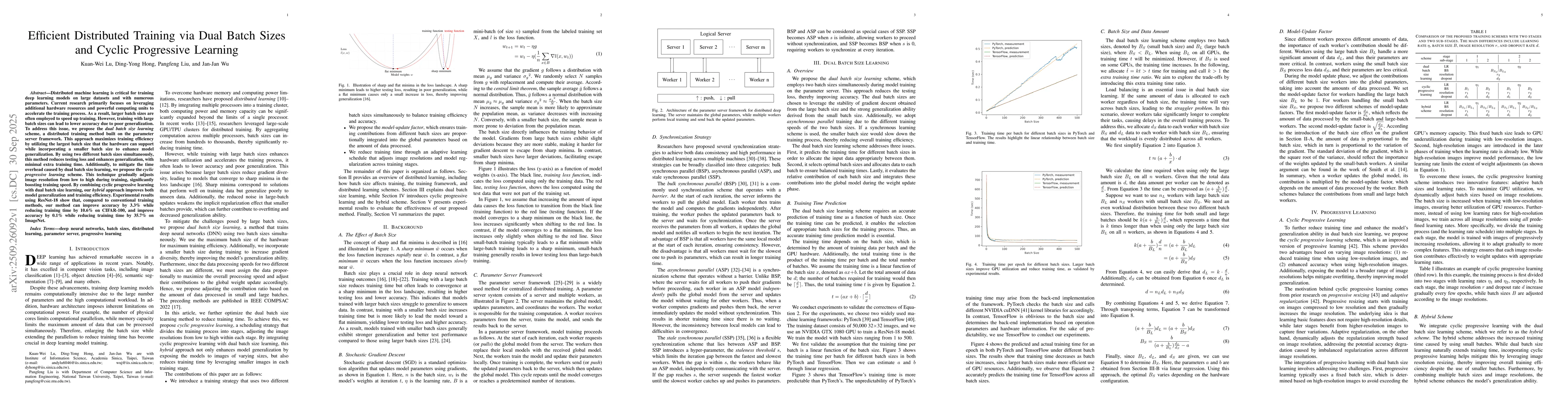 Thumbnail for Efficient Distributed Training via Dual Batch Sizes and Cyclic
  Progressive Learning