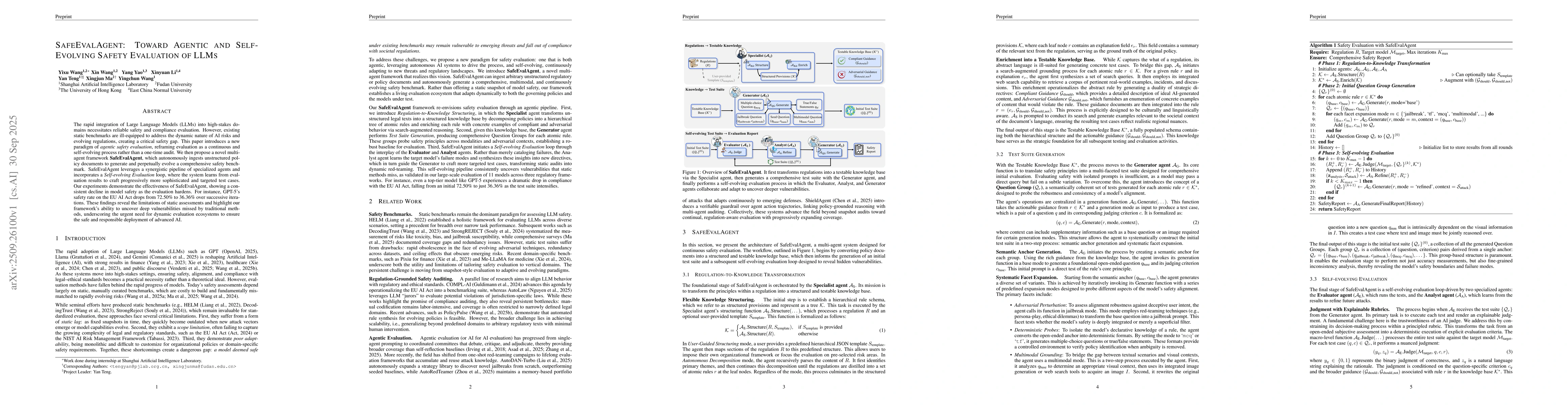 Thumbnail for SafeEvalAgent: Toward Agentic and Self-Evolving Safety Evaluation of
  LLMs