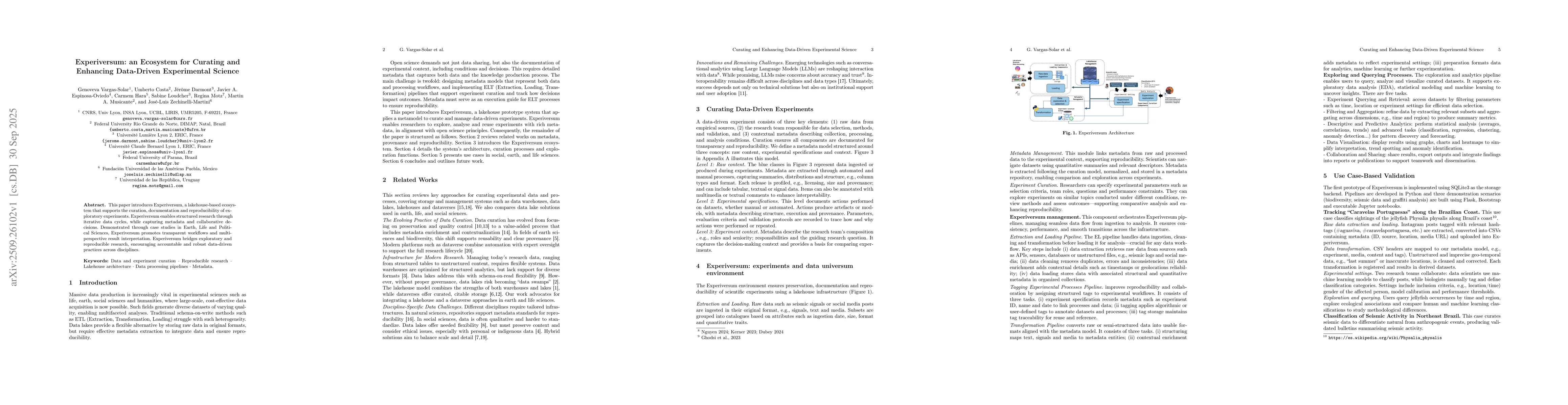 Thumbnail for Experiversum: an Ecosystem for Curating and Enhancing Data-Driven
  Experimental Science