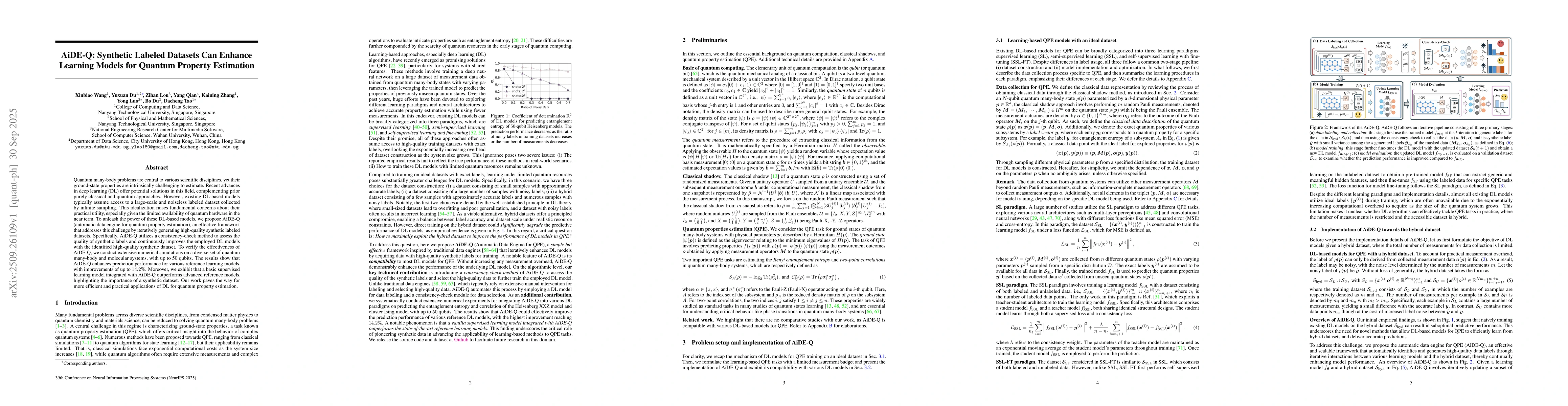 Thumbnail for AiDE-Q: Synthetic Labeled Datasets Can Enhance Learning Models for
  Quantum Property Estimation