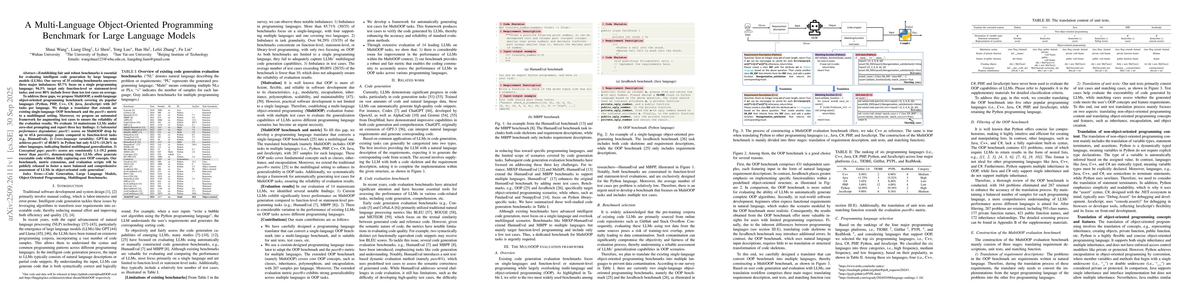 Thumbnail for A Multi-Language Object-Oriented Programming Benchmark for Large
  Language Models