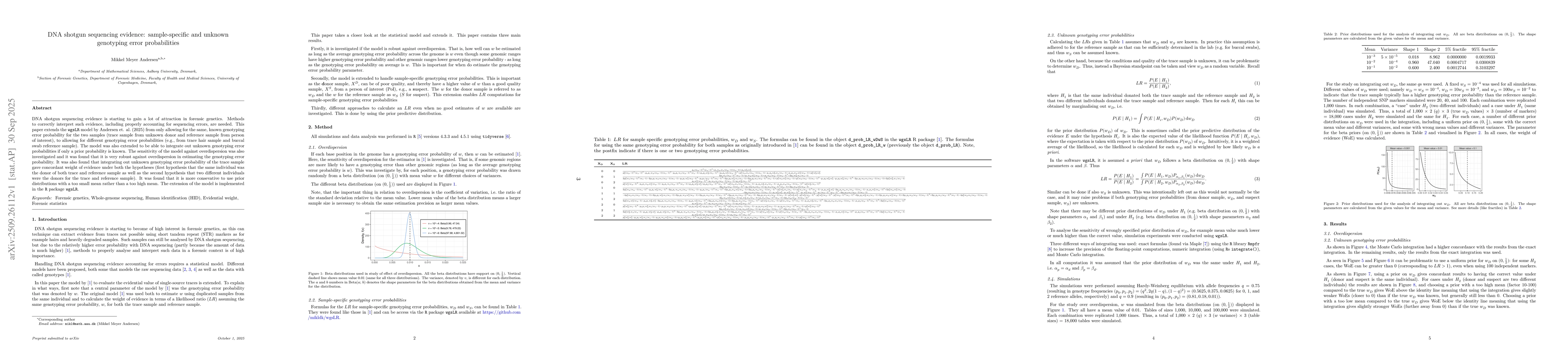 Thumbnail for DNA shotgun sequencing evidence: sample-specific and unknown genotyping
  error probabilities
