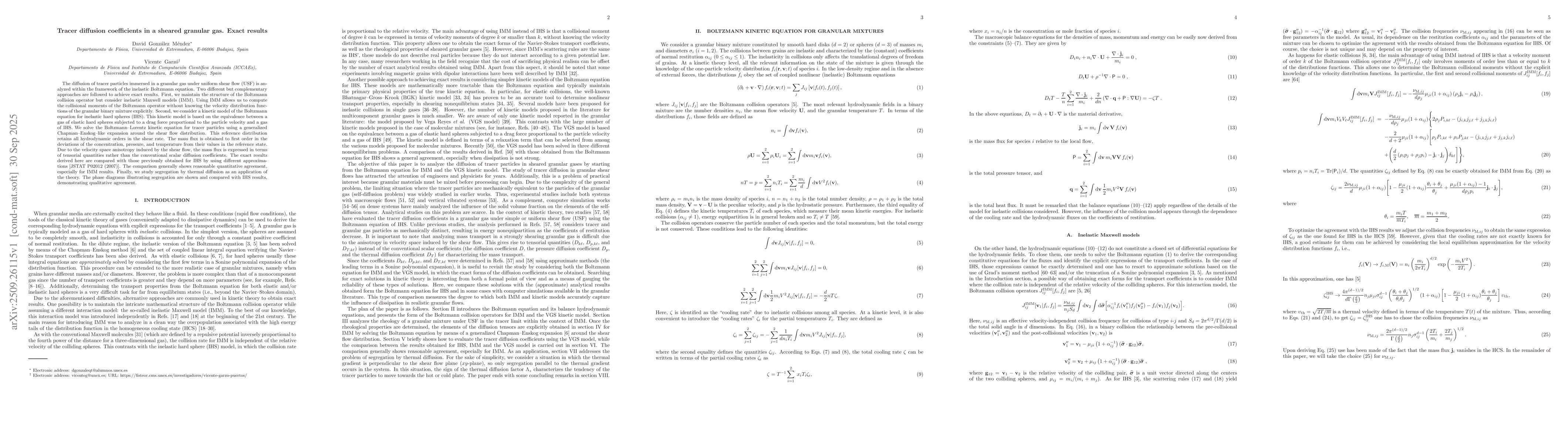 Thumbnail for Tracer diffusion coefficients in a sheared granular gas. Exact results