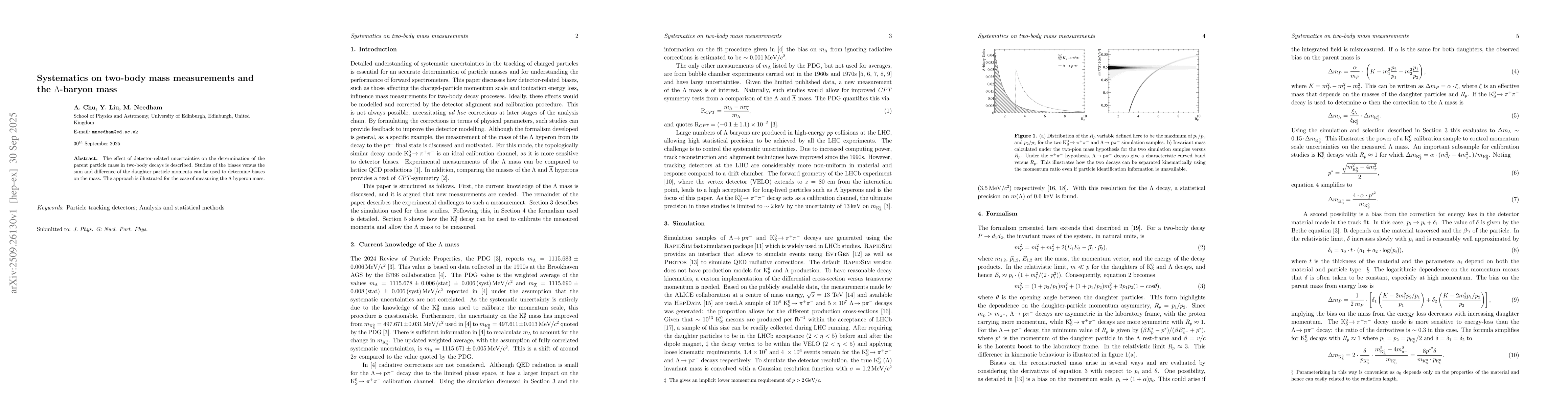 Thumbnail for Systematics on two-body mass measurements and the $Λ$-baryon mass
