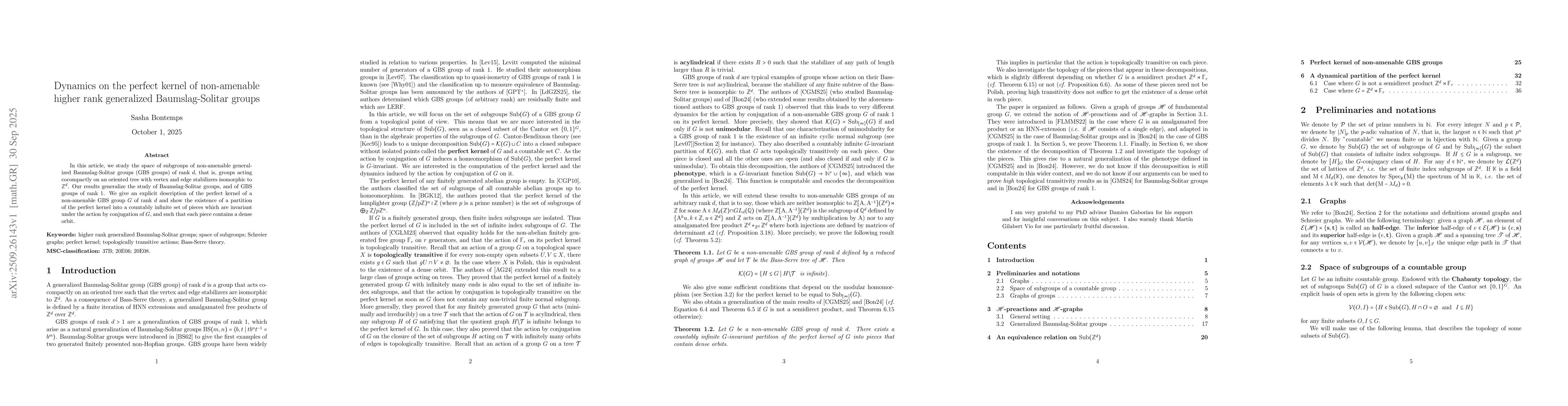 Thumbnail for Dynamics on the perfect kernel of higher rank generalized
  Baumslag-Solitar groups