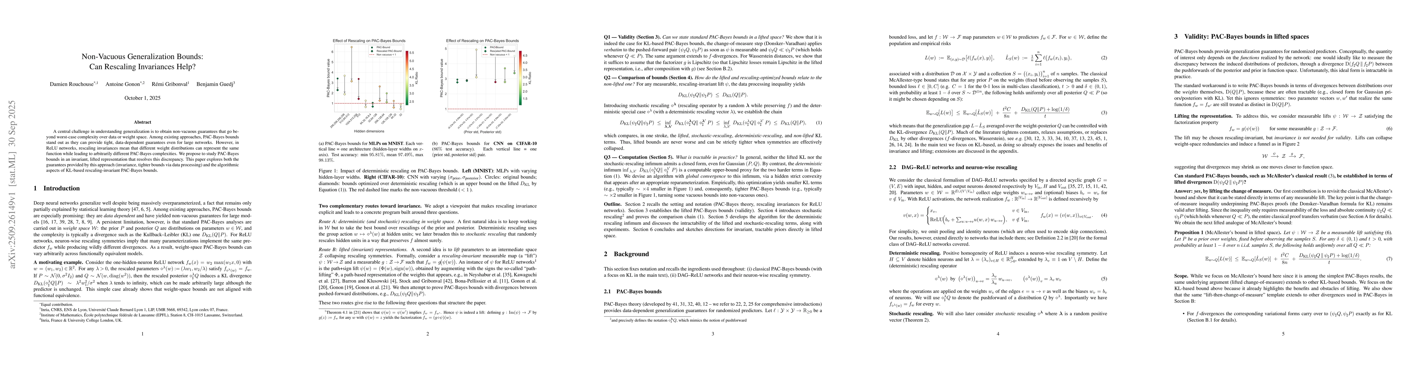 Thumbnail for Non-Vacuous Generalization Bounds: Can Rescaling Invariances Help?