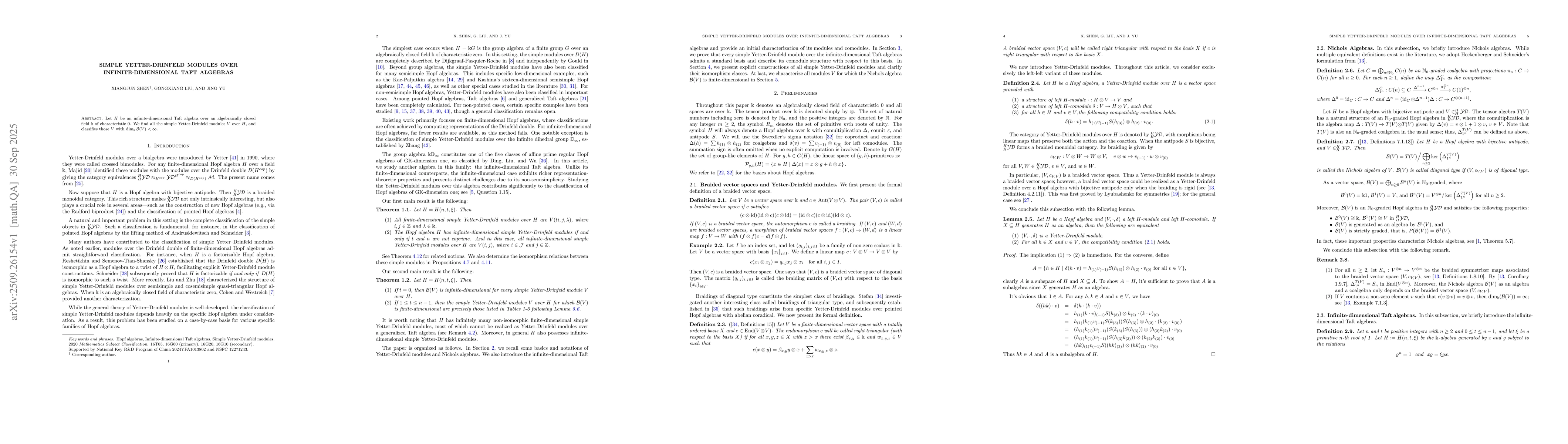 Thumbnail for Simple Yetter-Drinfeld modules over infinite-dimensional Taft algebras