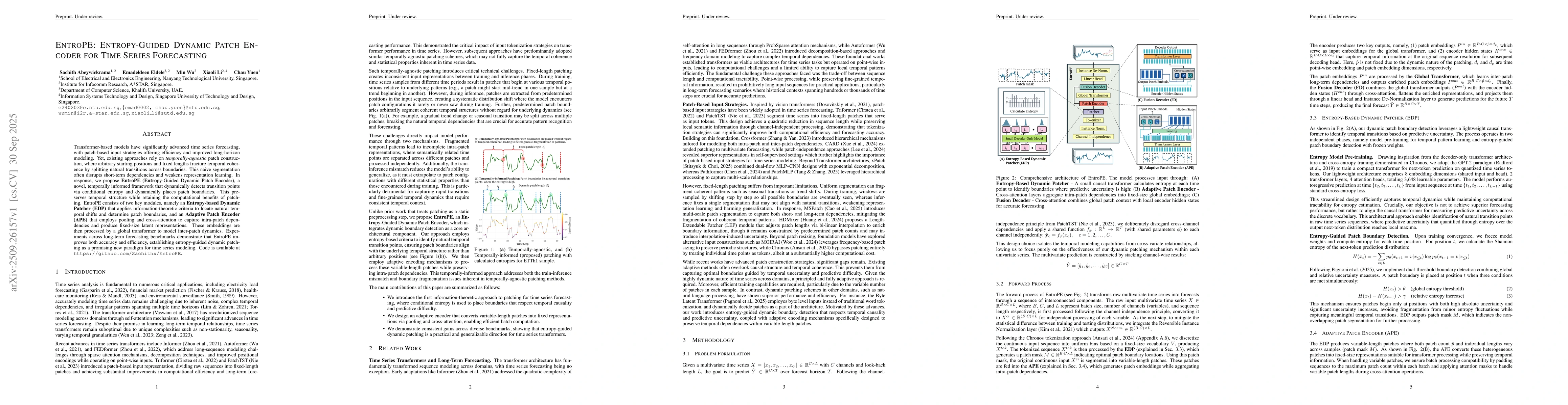 Thumbnail for EntroPE: Entropy-Guided Dynamic Patch Encoder for Time Series
  Forecasting