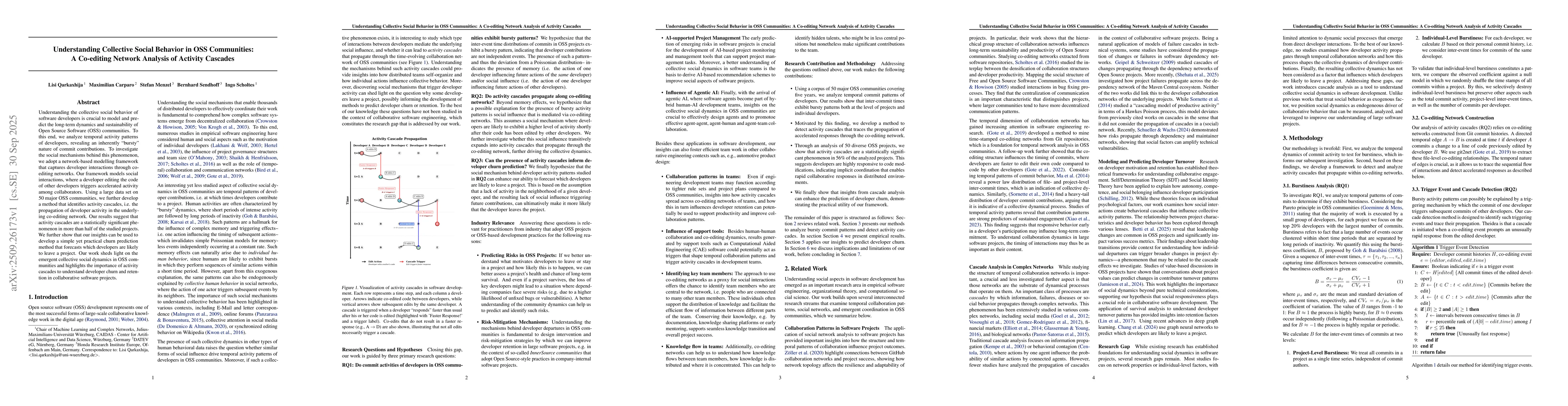 Thumbnail for Understanding Collective Social Behavior in OSS Communities: A
  Co-editing Network Analysis of Activity Cascades