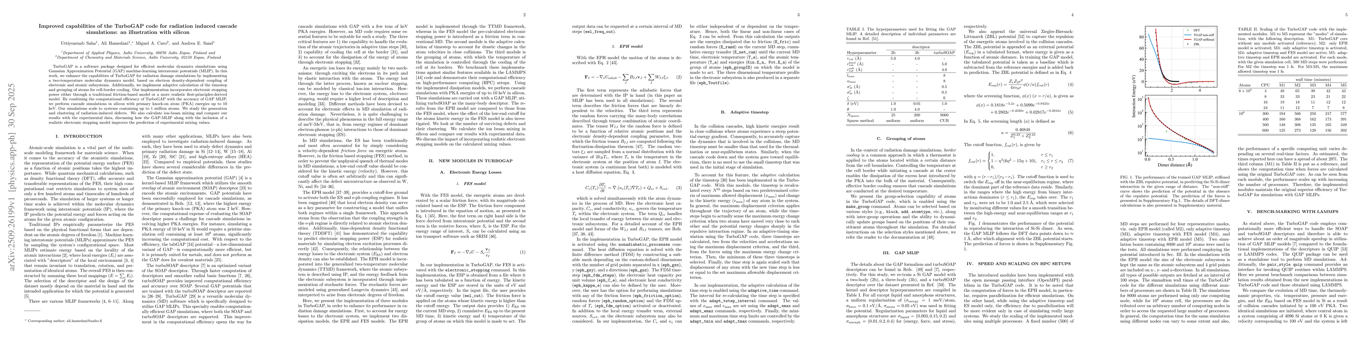 Thumbnail for Improved capabilities of the TurboGAP code for radiation induced cascade
  simulations: an illustration with silicon