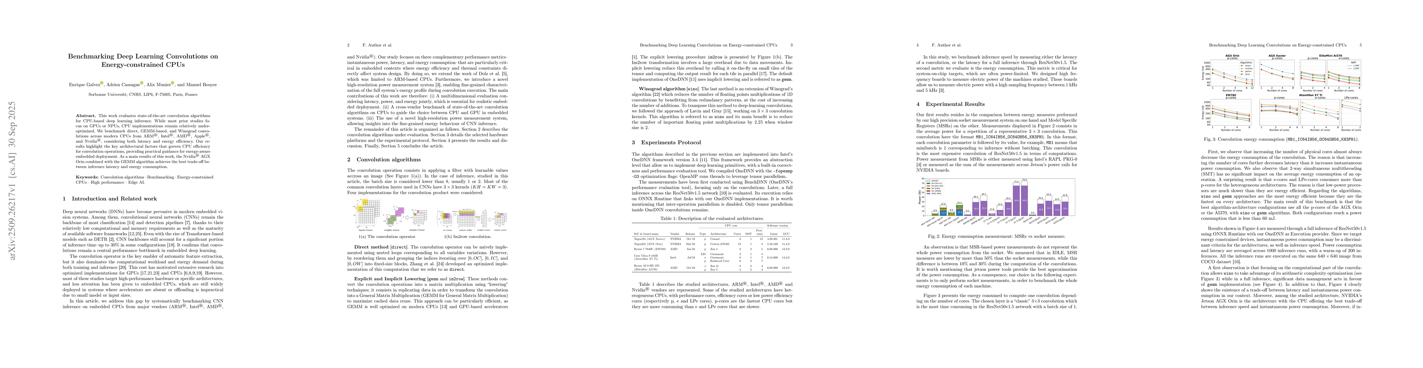 Thumbnail for Benchmarking Deep Learning Convolutions on Energy-constrained CPUs