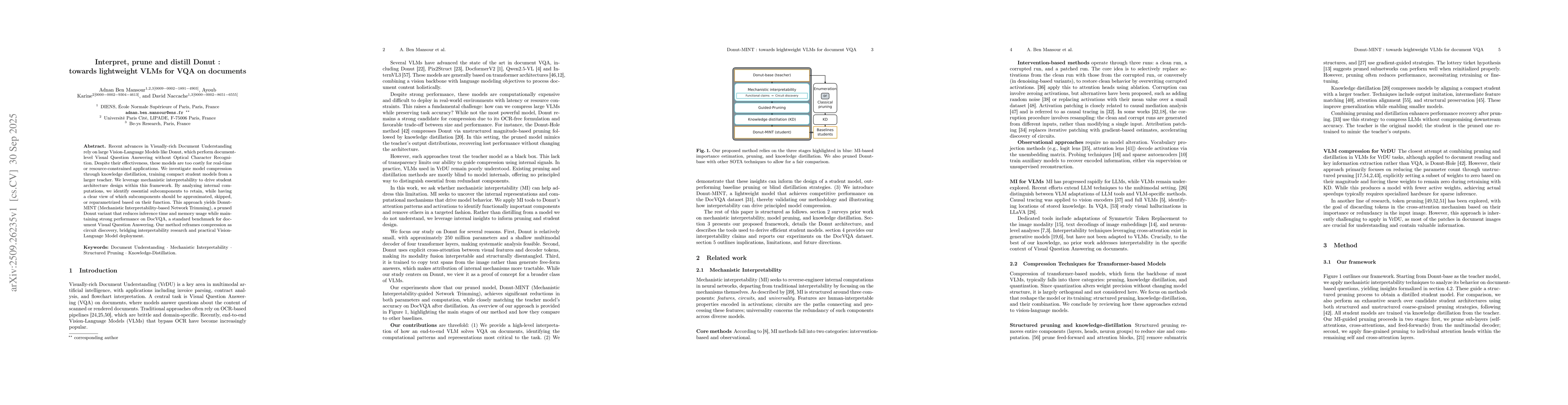 Thumbnail for Interpret, prune and distill Donut : towards lightweight VLMs for VQA on
  document