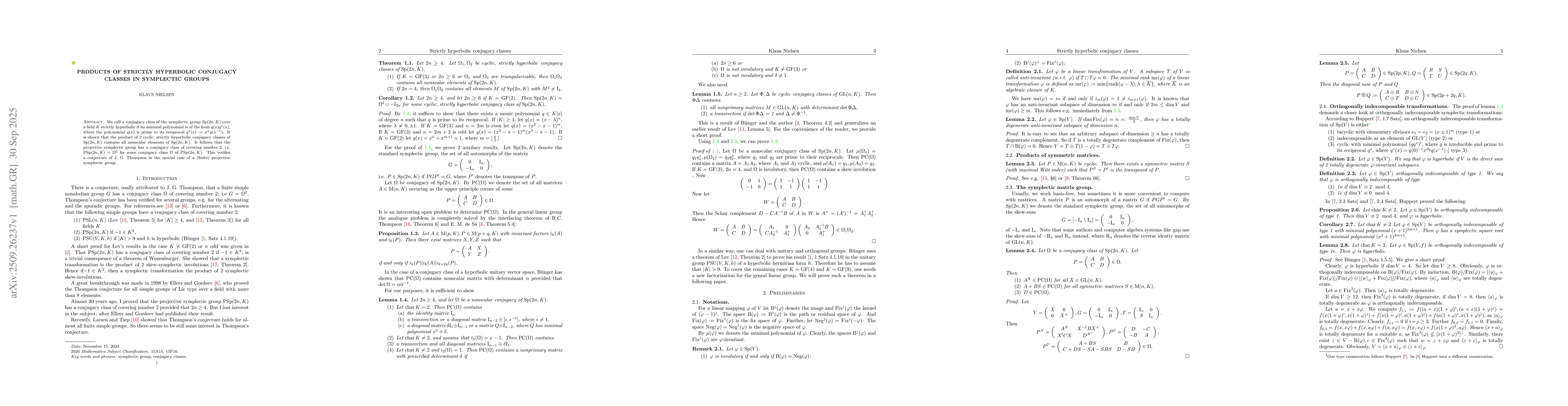 Thumbnail for Products of strictly hyperbolic conjugacy classes in symplectic groups