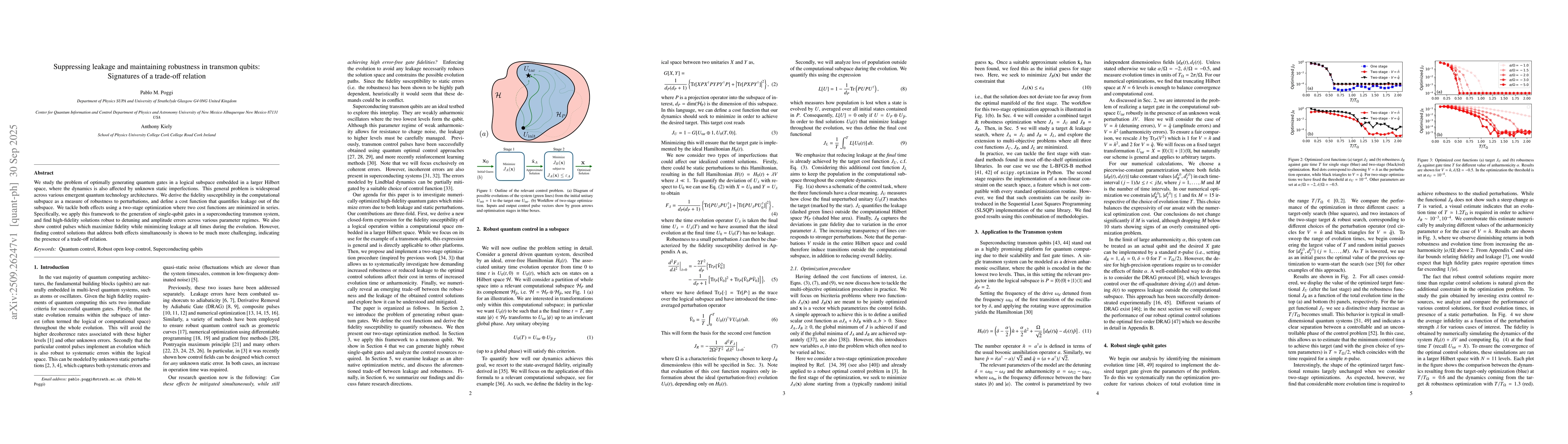 Thumbnail for Suppressing leakage and maintaining robustness in transmon qubits:
  Signatures of a trade-off relation