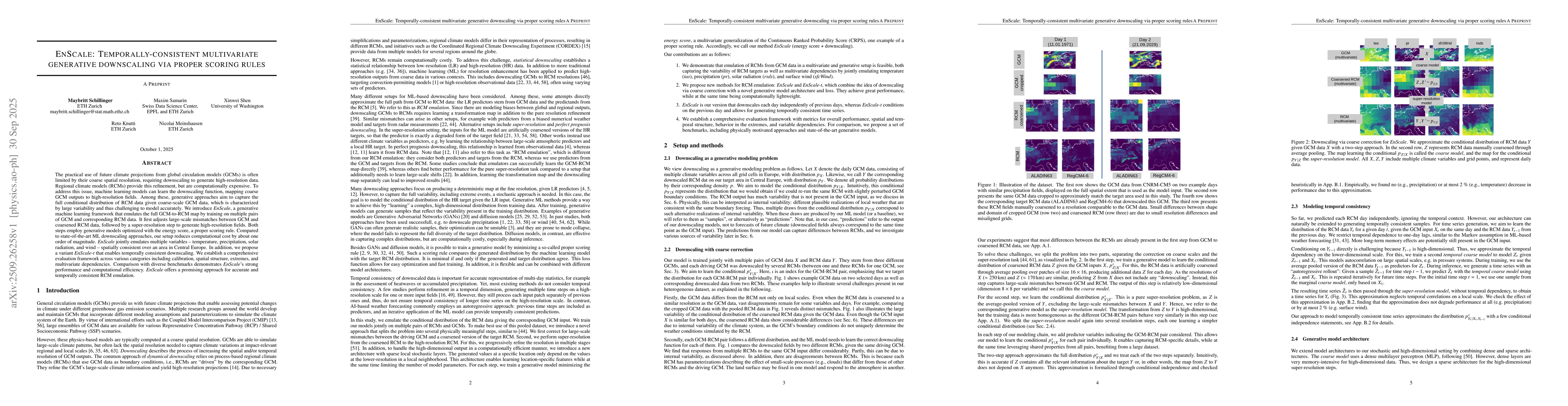 Thumbnail for EnScale: Temporally-consistent multivariate generative downscaling via
  proper scoring rules
