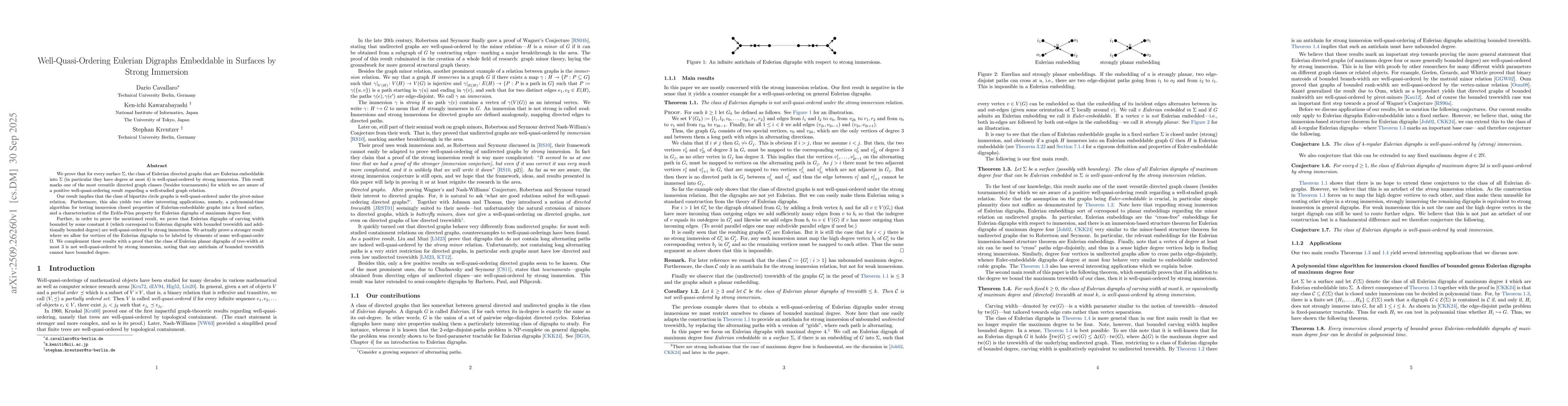 Thumbnail for Well-Quasi-Ordering Eulerian Digraphs Embeddable in Surfaces by Strong
  Immersion