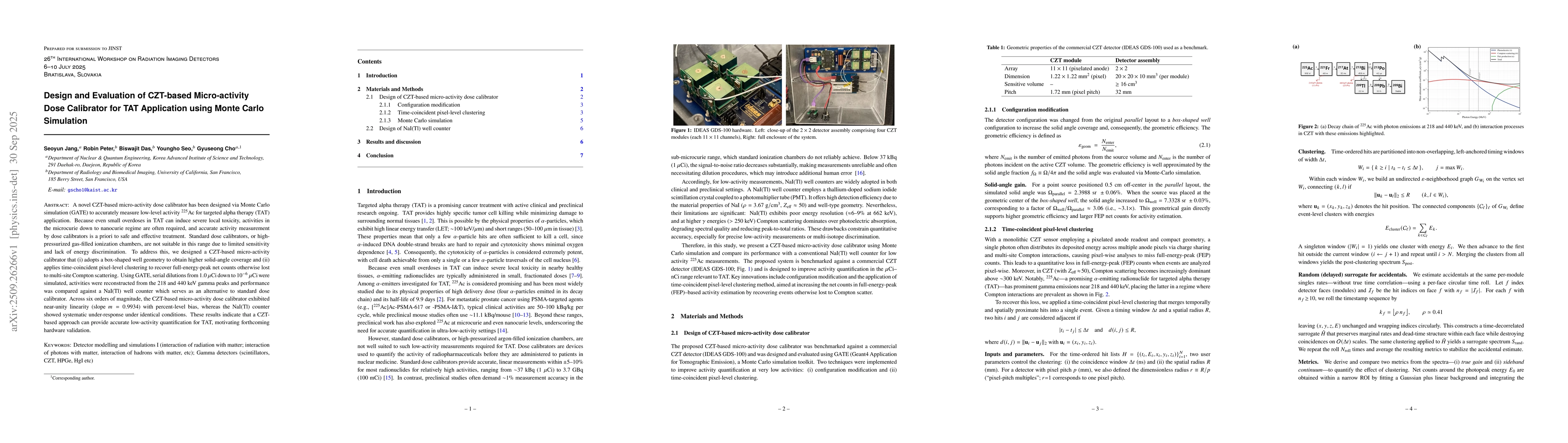 Thumbnail for Design and Evaluation of CZT-based Micro-activity Dose Calibrator for
  TAT Application using Monte Carlo Simulation