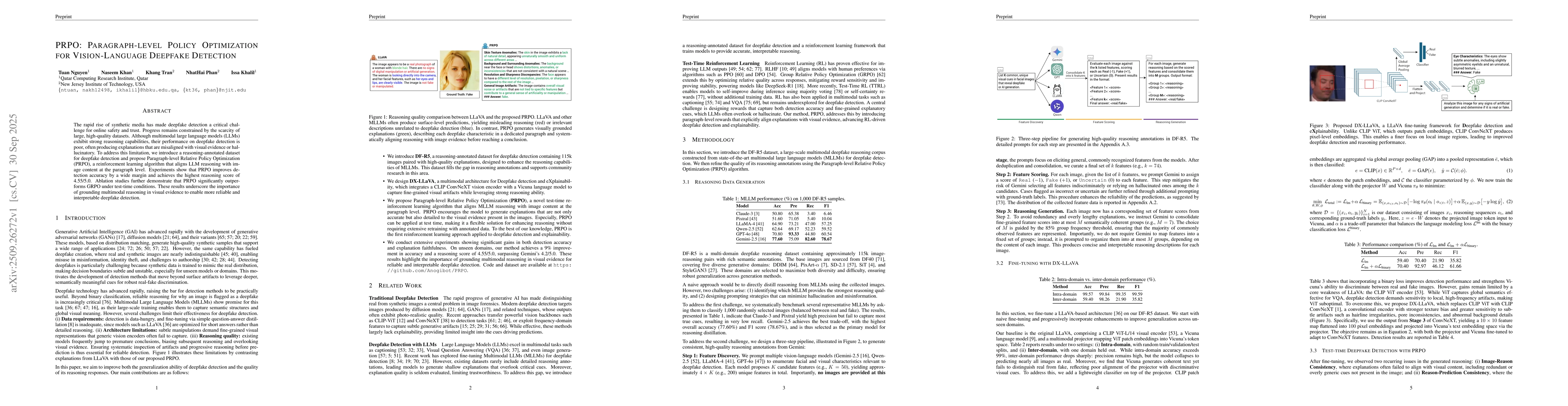 Thumbnail for PRPO: Paragraph-level Policy Optimization for Vision-Language Deepfake
  Detection