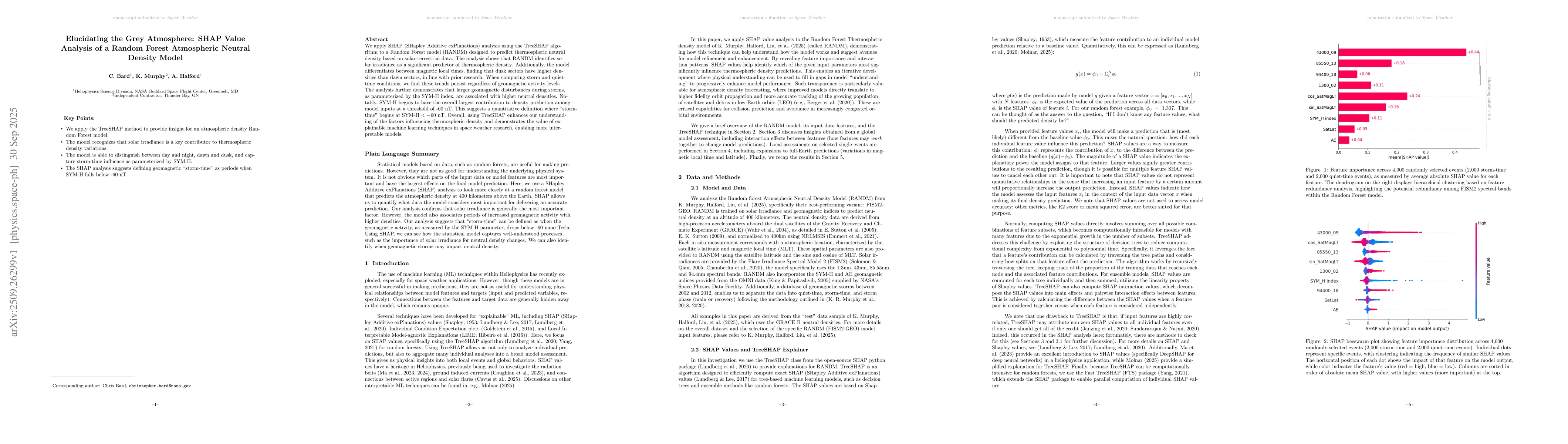 Thumbnail for Elucidating the Grey Atmosphere: SHAP Value Analysis of a Random Forest
  Atmospheric Neutral Density Model