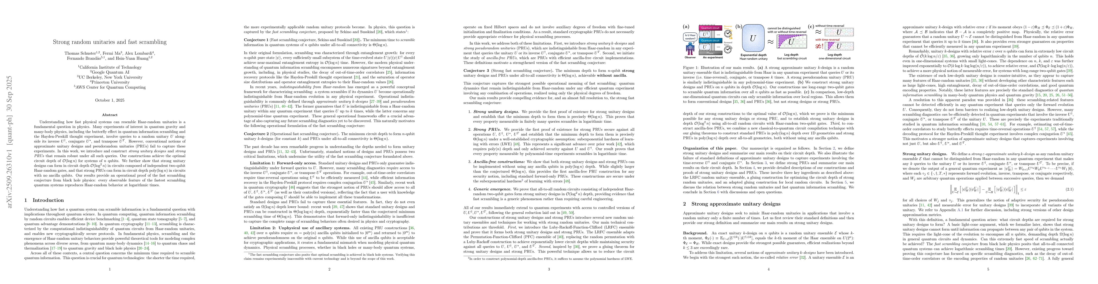 Thumbnail for Strong random unitaries and fast scrambling