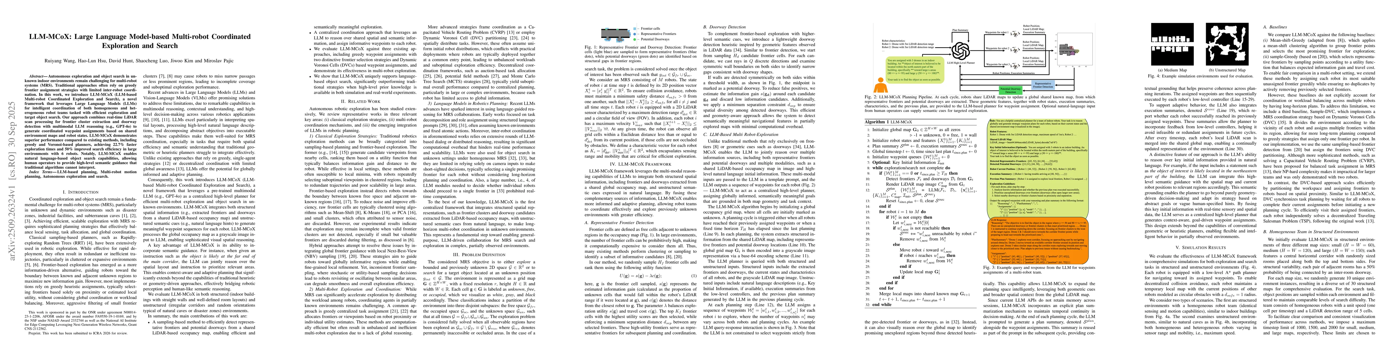 Thumbnail for LLM-MCoX: Large Language Model-based Multi-robot Coordinated Exploration
  and Search