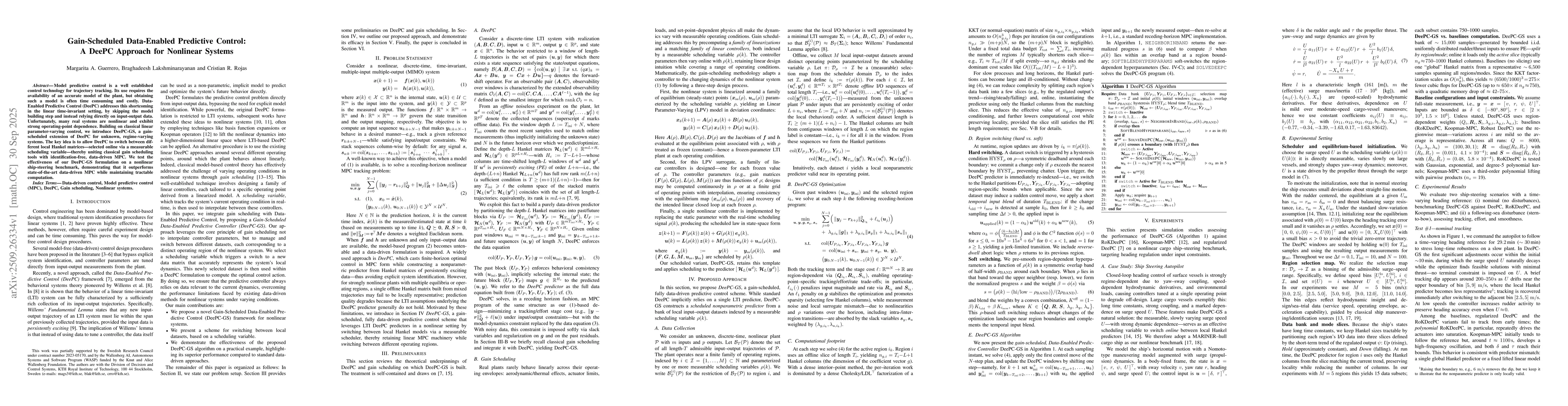 Thumbnail for Gain-Scheduled Data-Enabled Predictive Control: A DeePC Approach for
  Nonlinear Systems