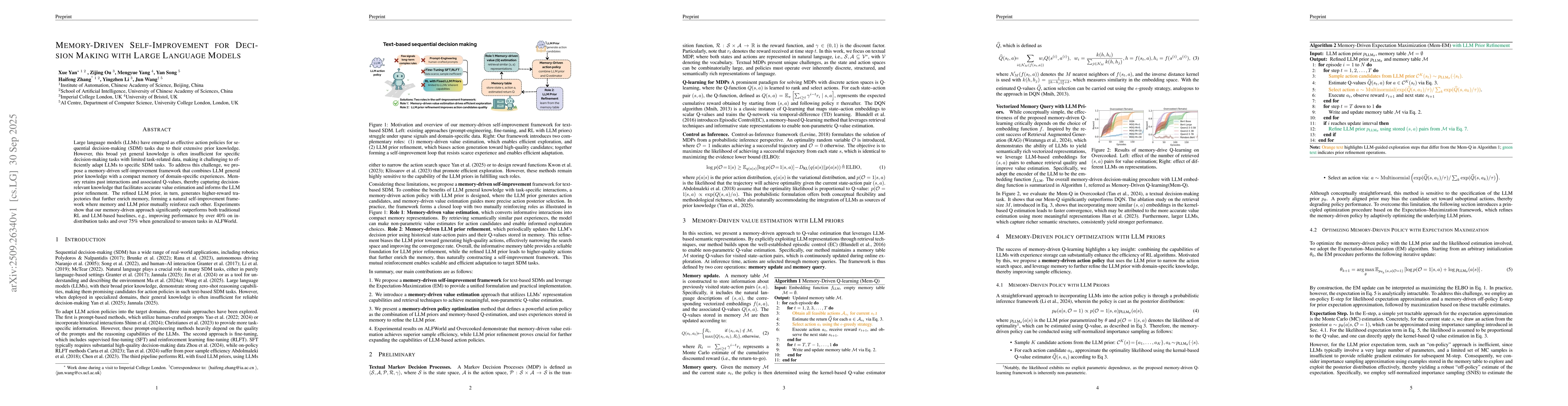 Thumbnail for Memory-Driven Self-Improvement for Decision Making with Large Language
  Models