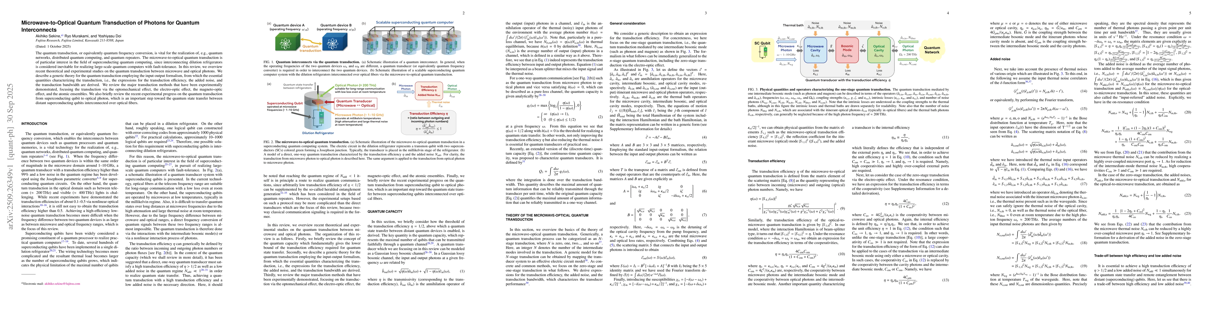 Thumbnail for Microwave-to-Optical Quantum Transduction of Photons for Quantum
  Interconnects