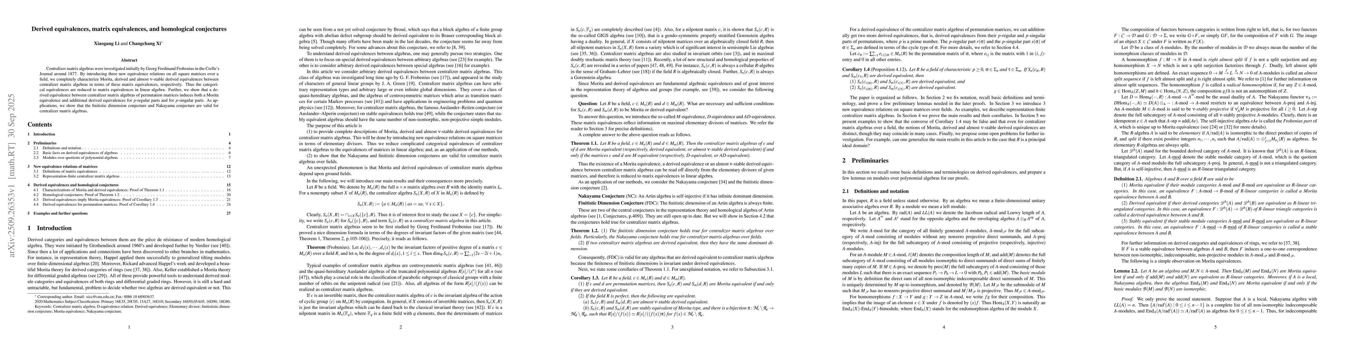Thumbnail for Derived equivalences, matrix equivalences, and homological conjectures