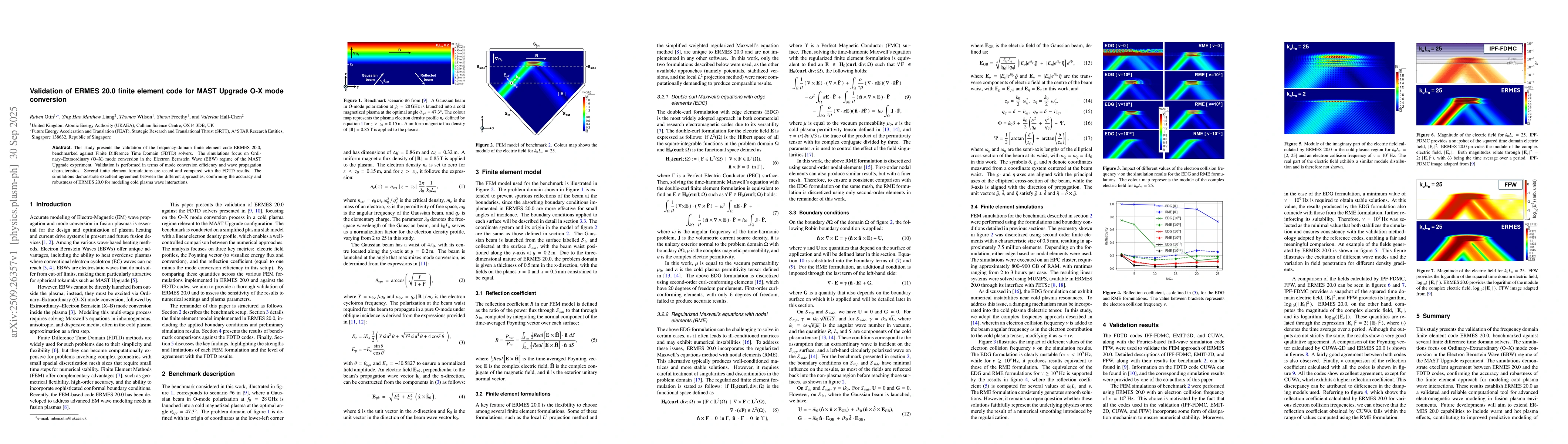 Thumbnail for Validation of ERMES 20.0 finite element code for MAST Upgrade O-X mode
  conversion